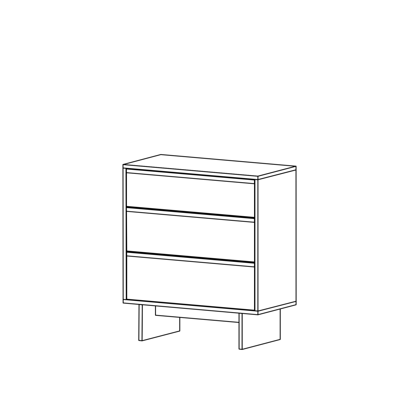 Massivholzkommode aus Kirschbaum mit 3 Schubladen und Wangenunterkonstruktion