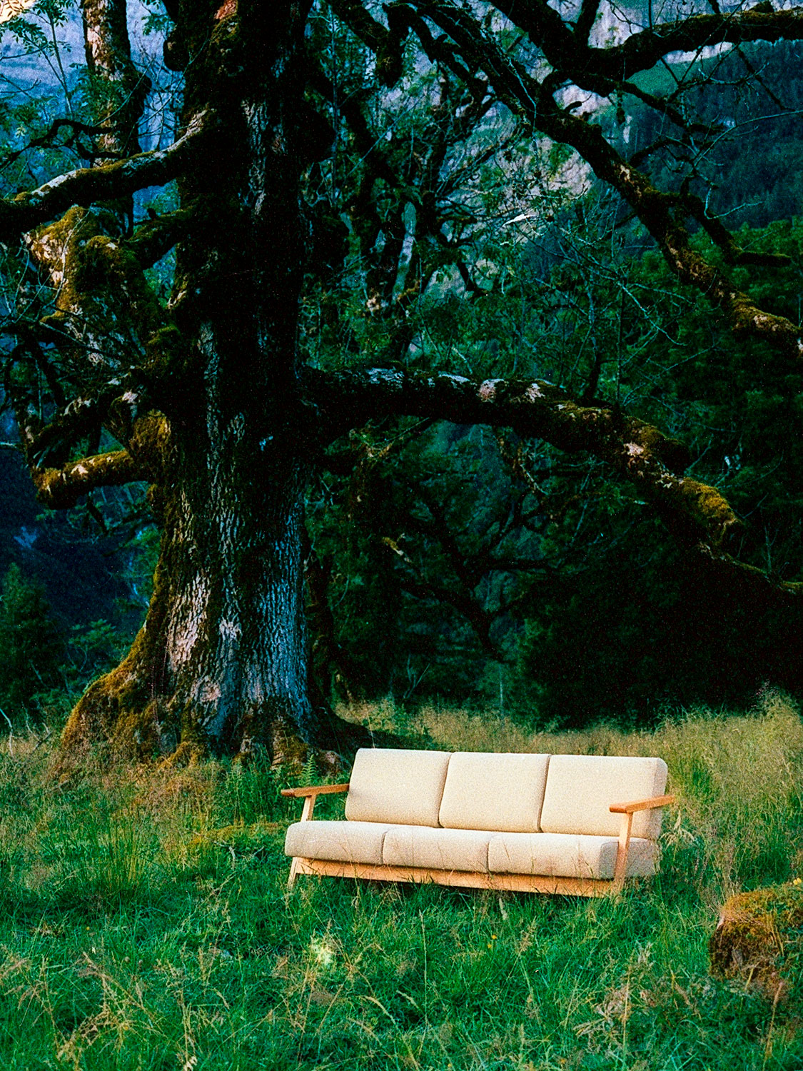 Massivholzsofa Impala Mini in Black Cherry, 181 × 74 × 74 cm, Bezugsstoff Kvadrat Coda
